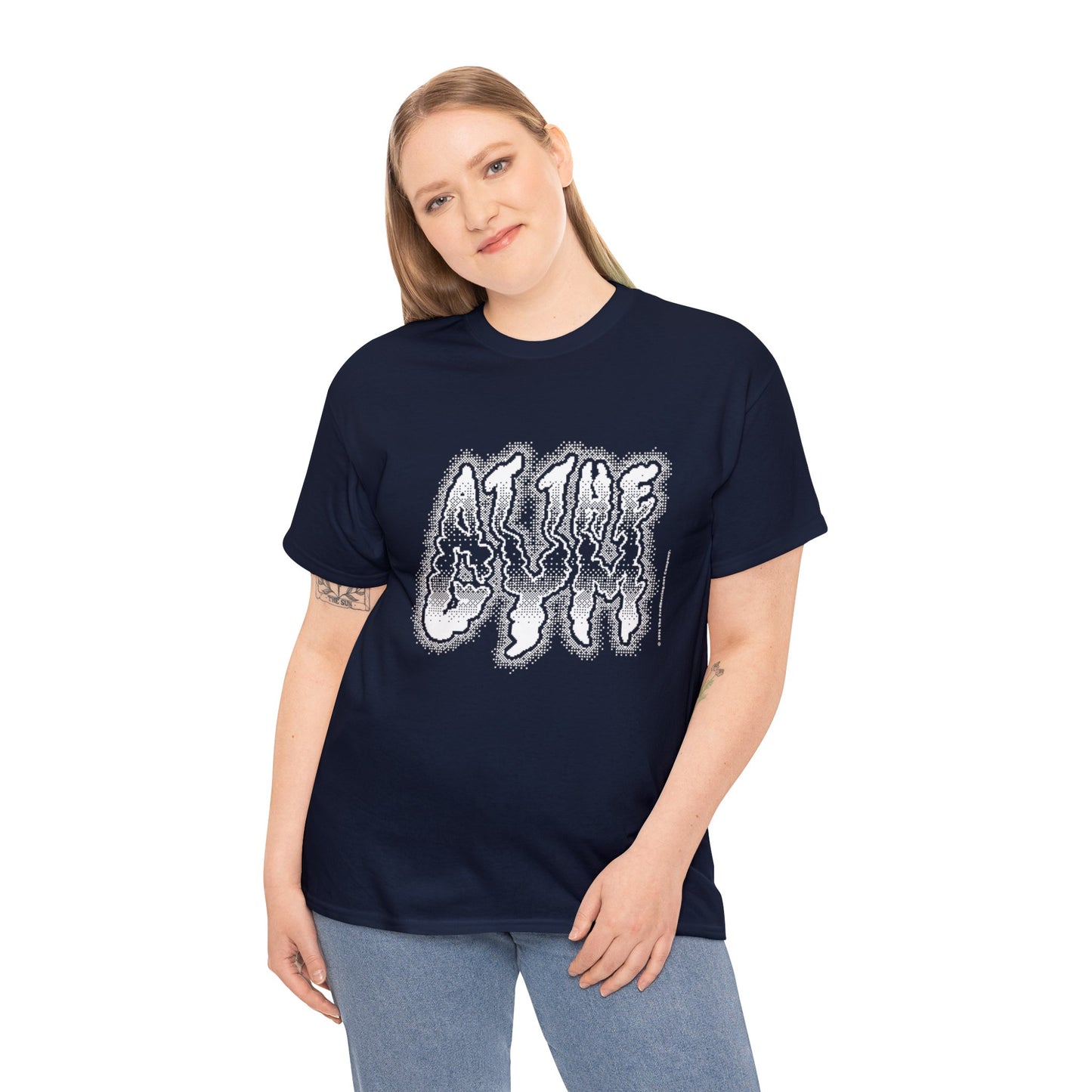 At The Gym | Halftone Pixel T-Shirt | White/Black Print
