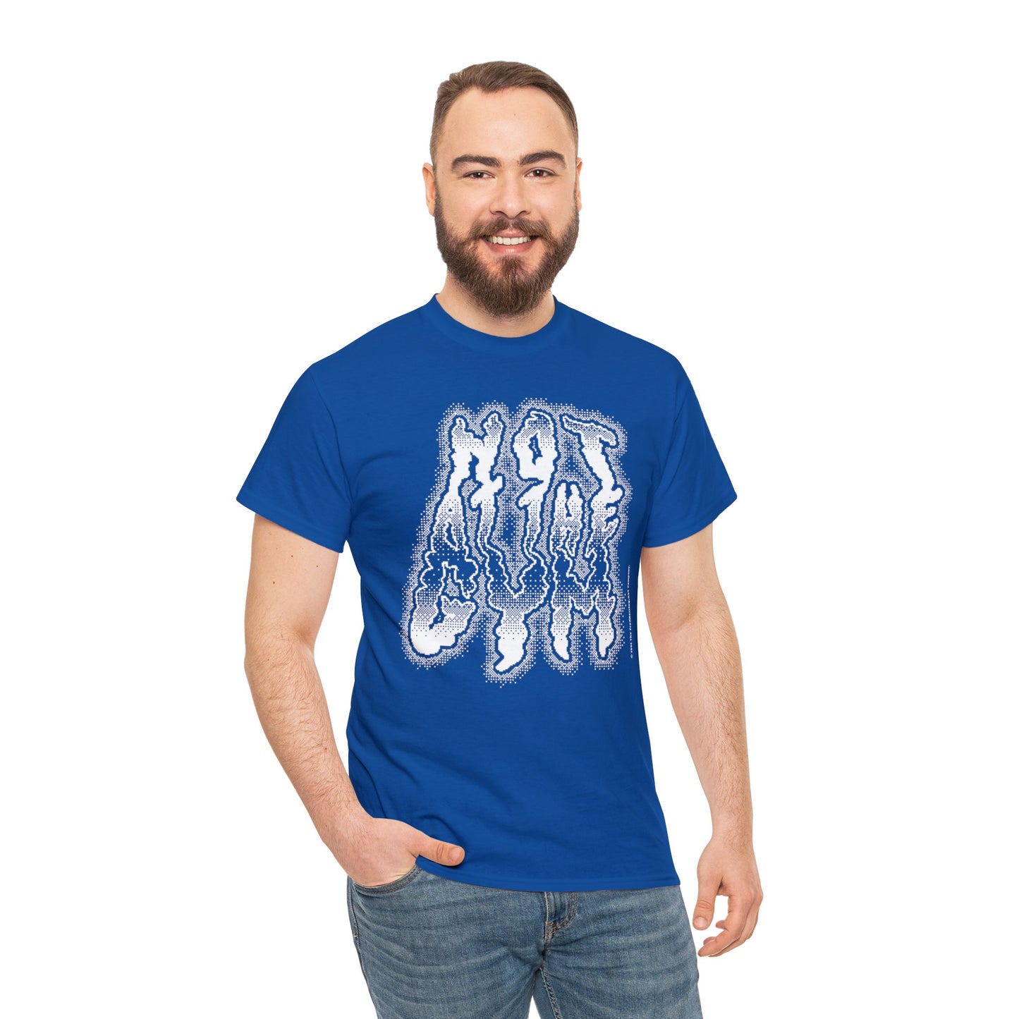 At The Gym (NOT) | Halftone Pixel T-Shirt | White/Black Print
