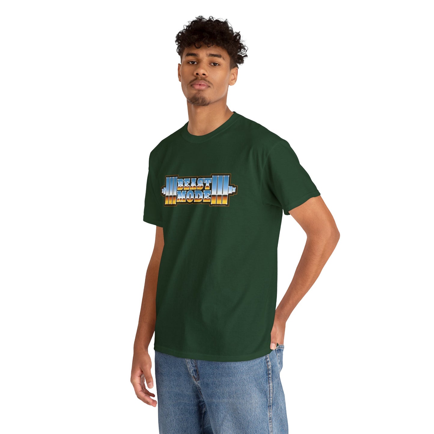 Beast Mode Weights T-Shirt | '80s Retro Chrome Gradient Tee | Express Delivery available