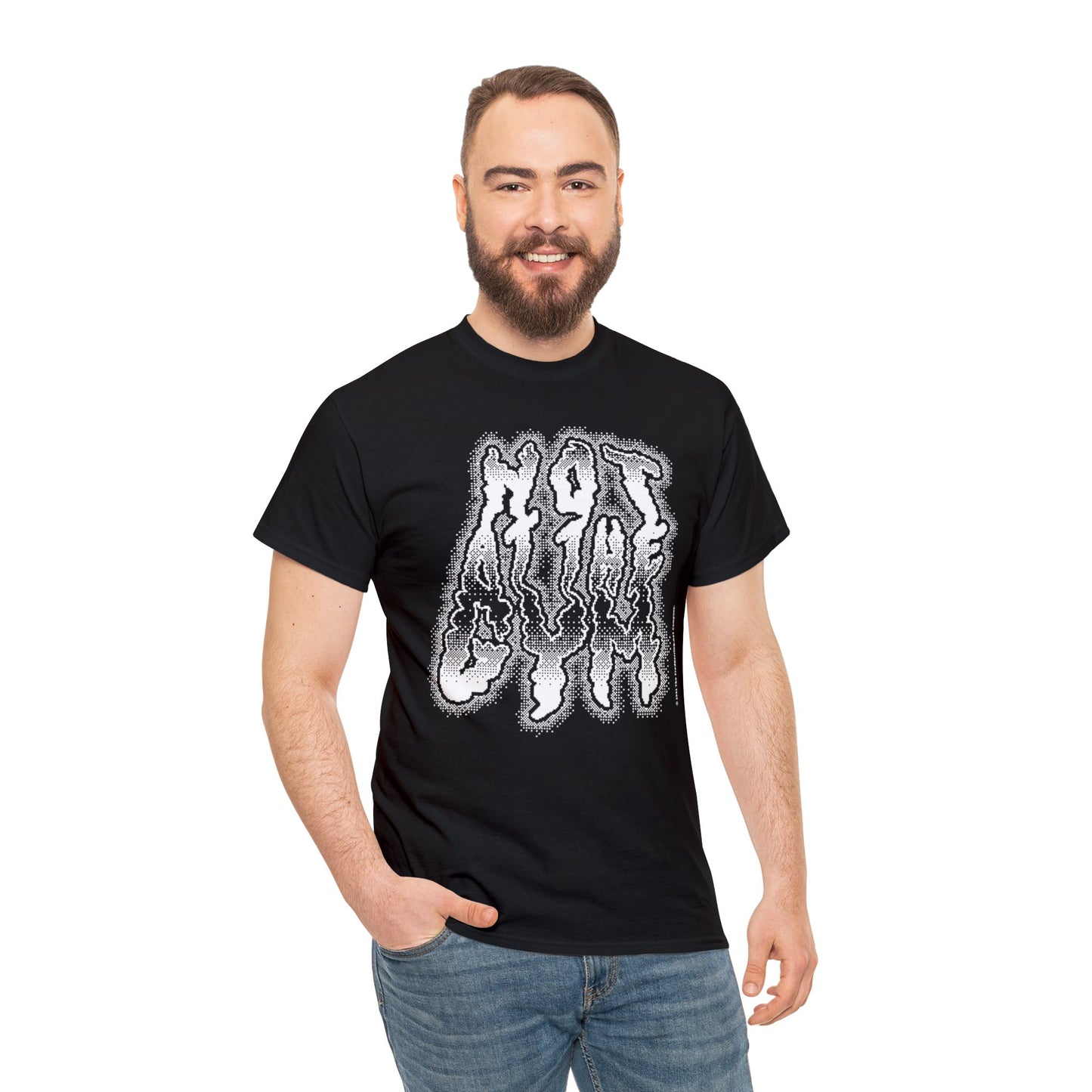At The Gym (NOT) | Halftone Pixel T-Shirt | White/Black Print