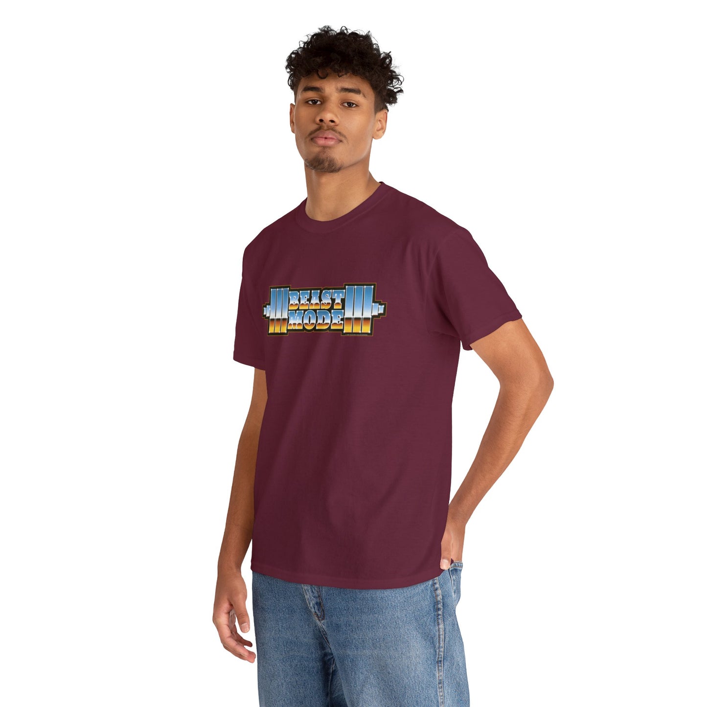 Beast Mode Weights T-Shirt | '80s Retro Chrome Gradient Tee | Express Delivery available