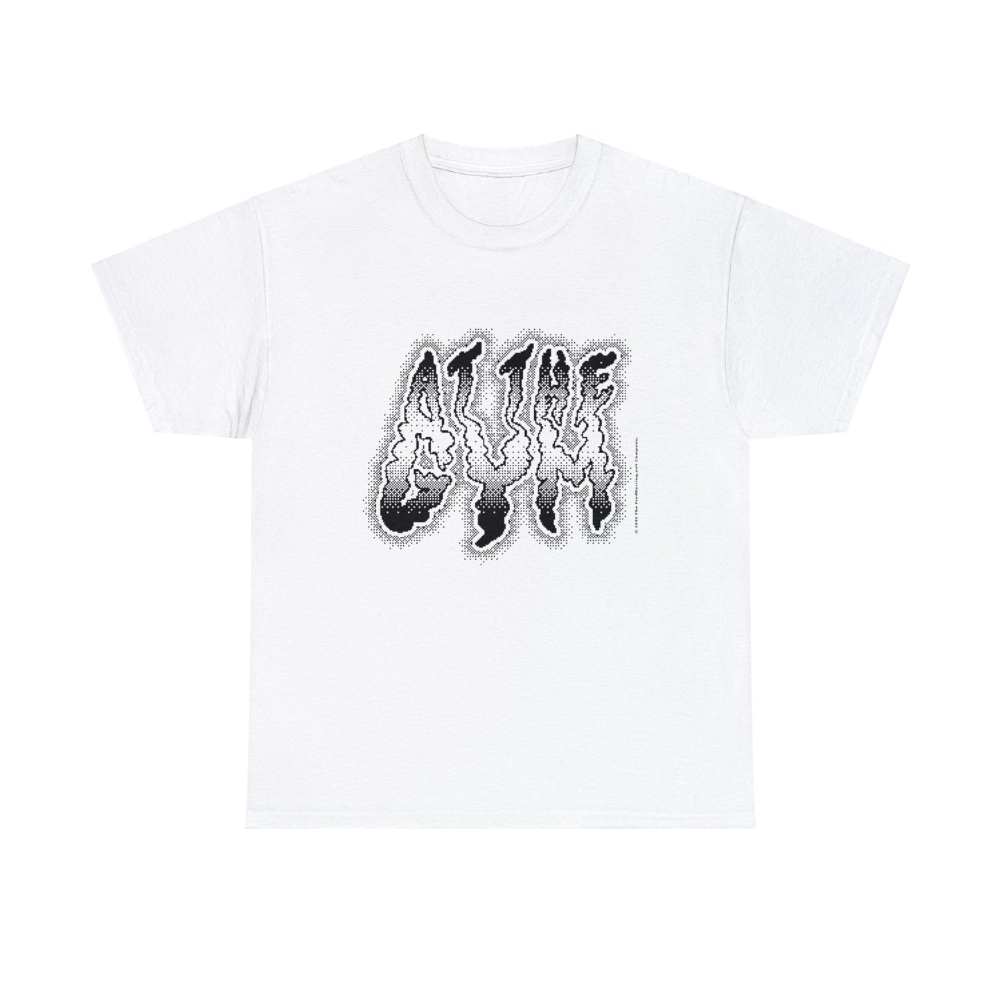 At The Gym | Halftone Pixel T-Shirt | White/Black Print