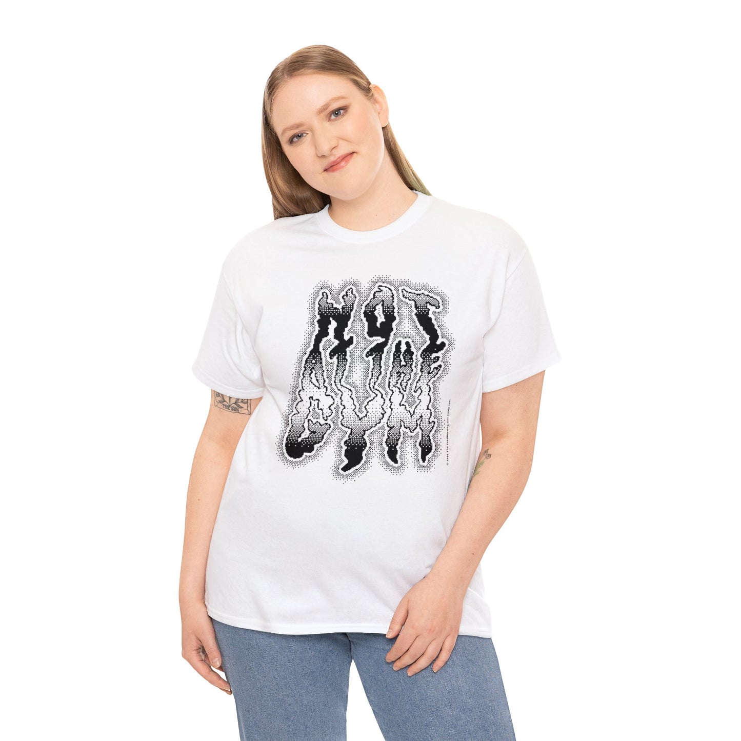 At The Gym (NOT) | Halftone Pixel T-Shirt | White/Black Print