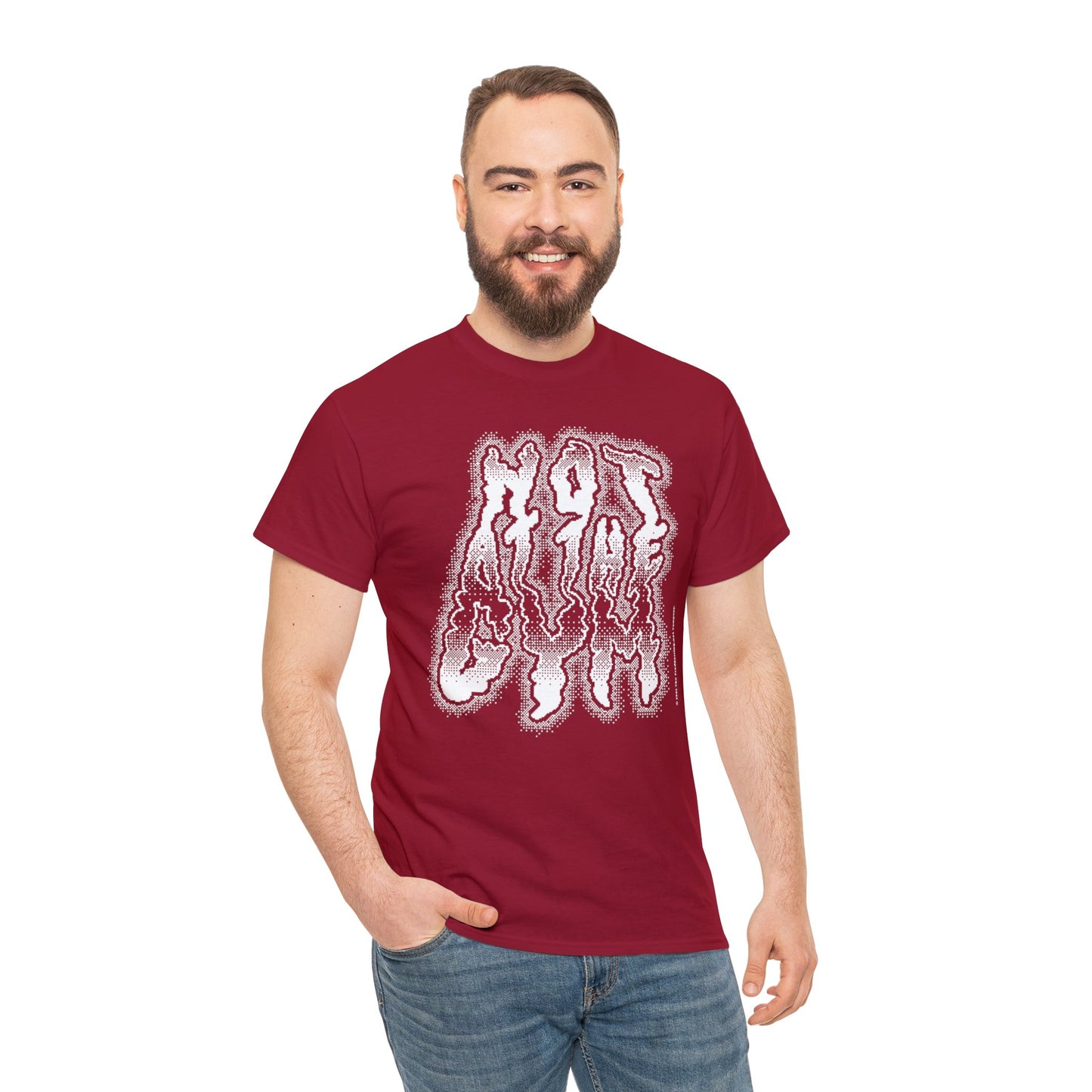 At The Gym (NOT) | Halftone Pixel T-Shirt | White/Black Print