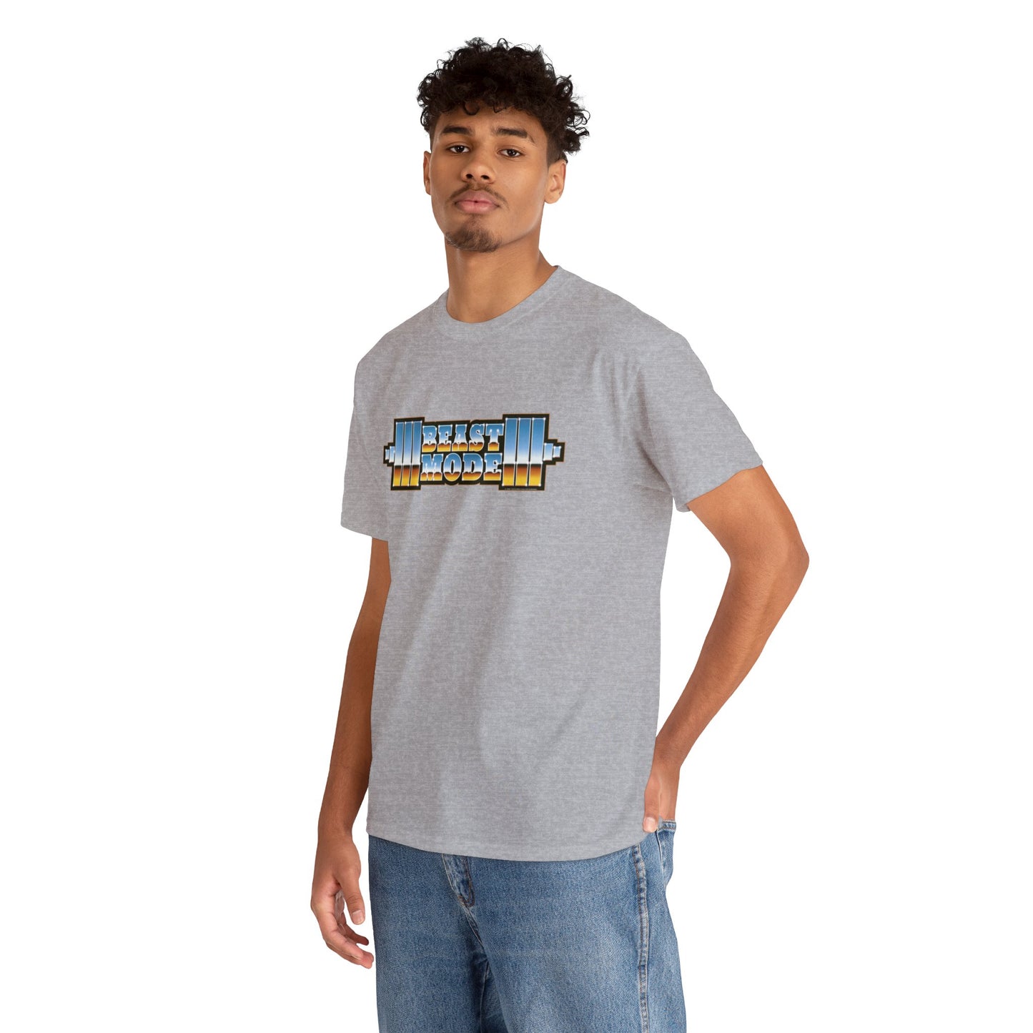 Beast Mode Weights T-Shirt | '80s Retro Chrome Gradient Tee | Express Delivery available