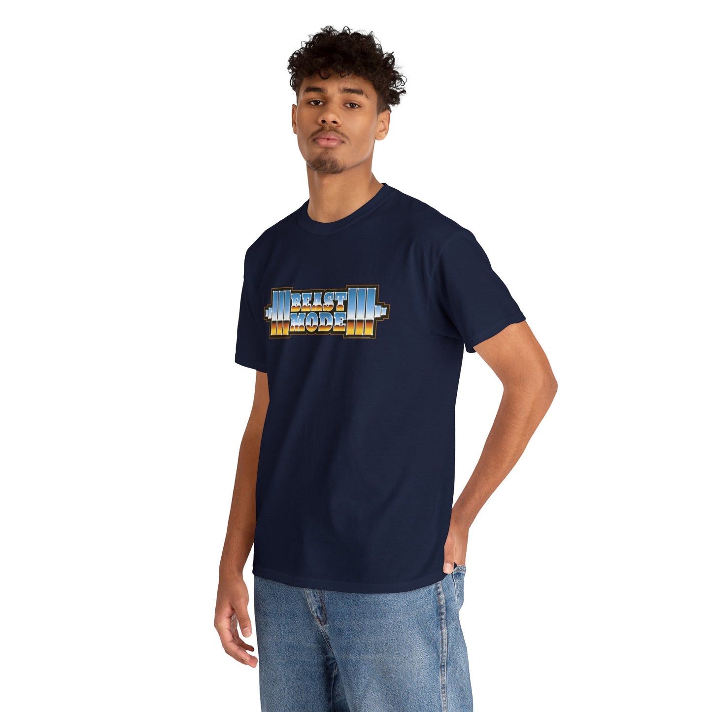 Beast Mode Weights T-Shirt | '80s Retro Chrome Gradient Tee | Express Delivery available