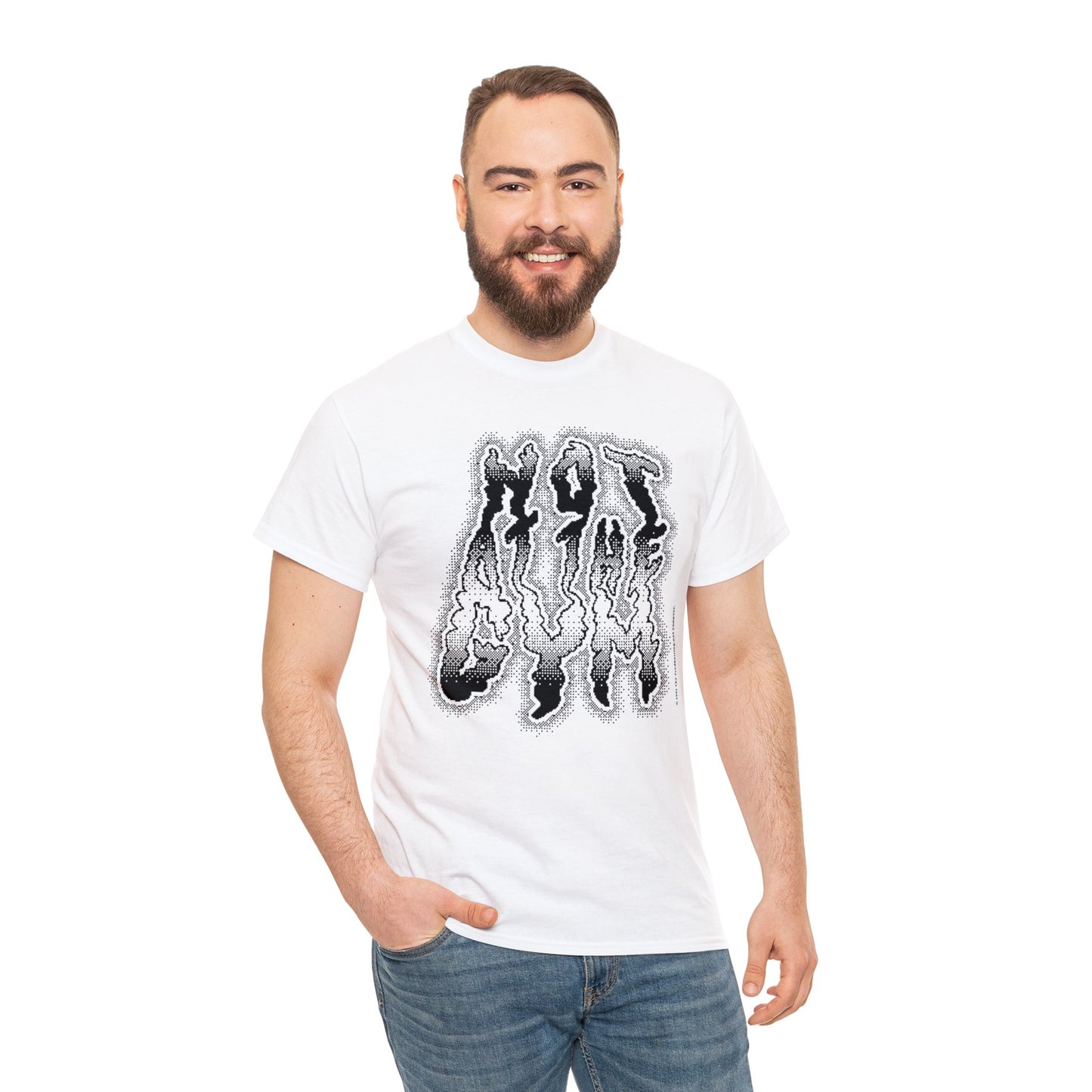 At The Gym (NOT) | Halftone Pixel T-Shirt | White/Black Print