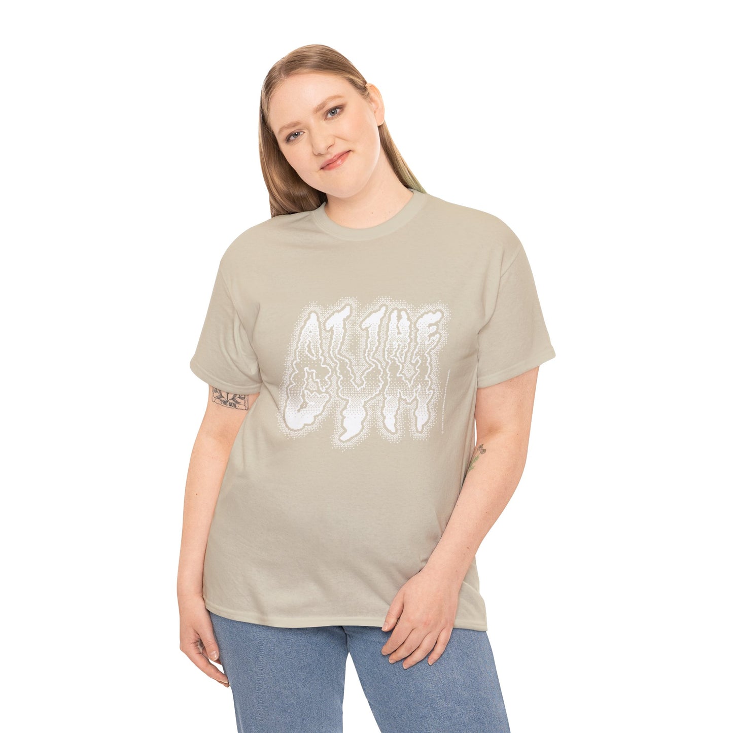 At The Gym | Halftone Pixel T-Shirt | White/Black Print