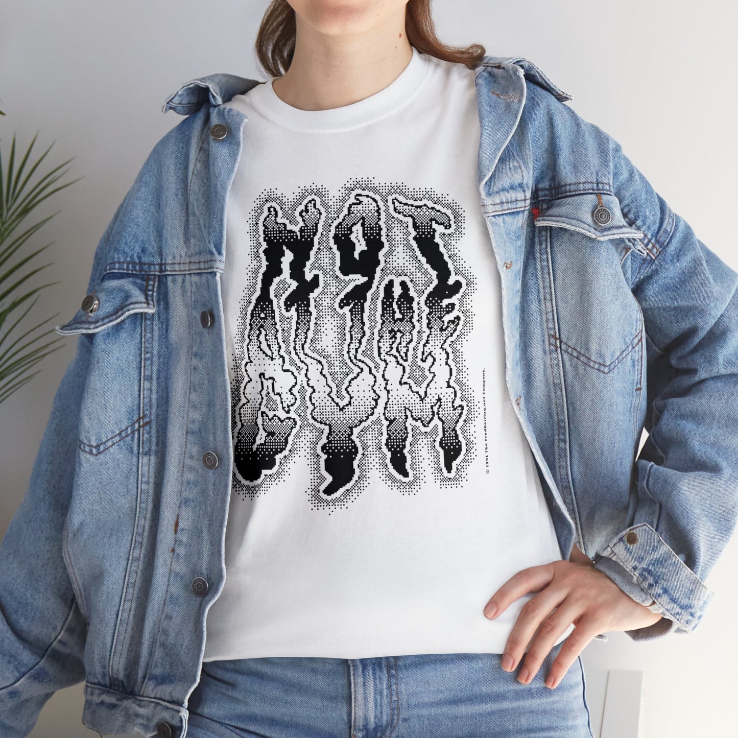 At The Gym (NOT) | Halftone Pixel T-Shirt | White/Black Print