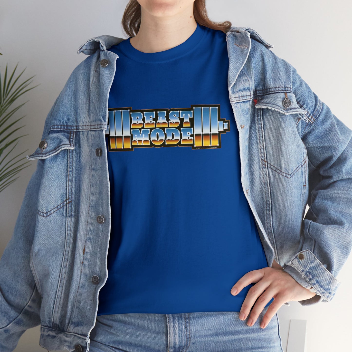 Beast Mode Weights T-Shirt | '80s Retro Chrome Gradient Tee | Express Delivery available