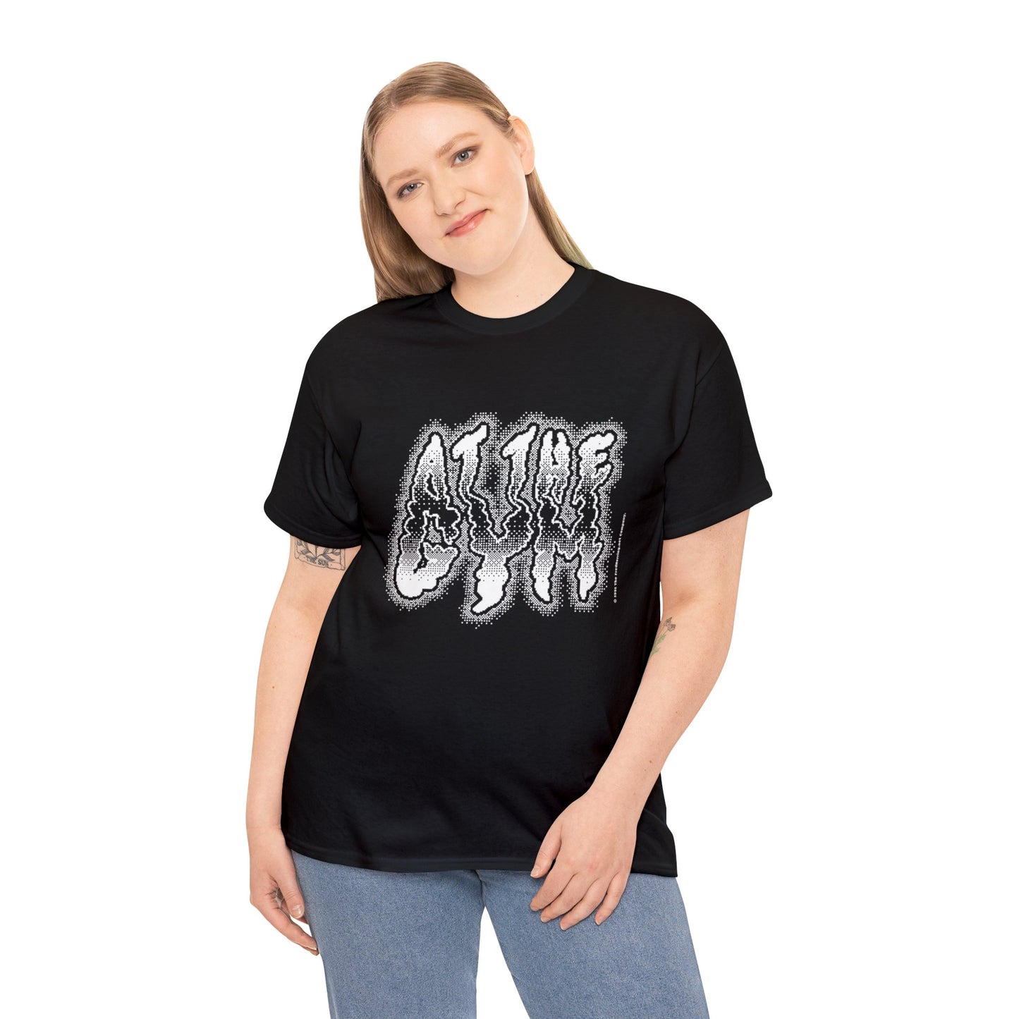 At The Gym | Halftone Pixel T-Shirt | White/Black Print