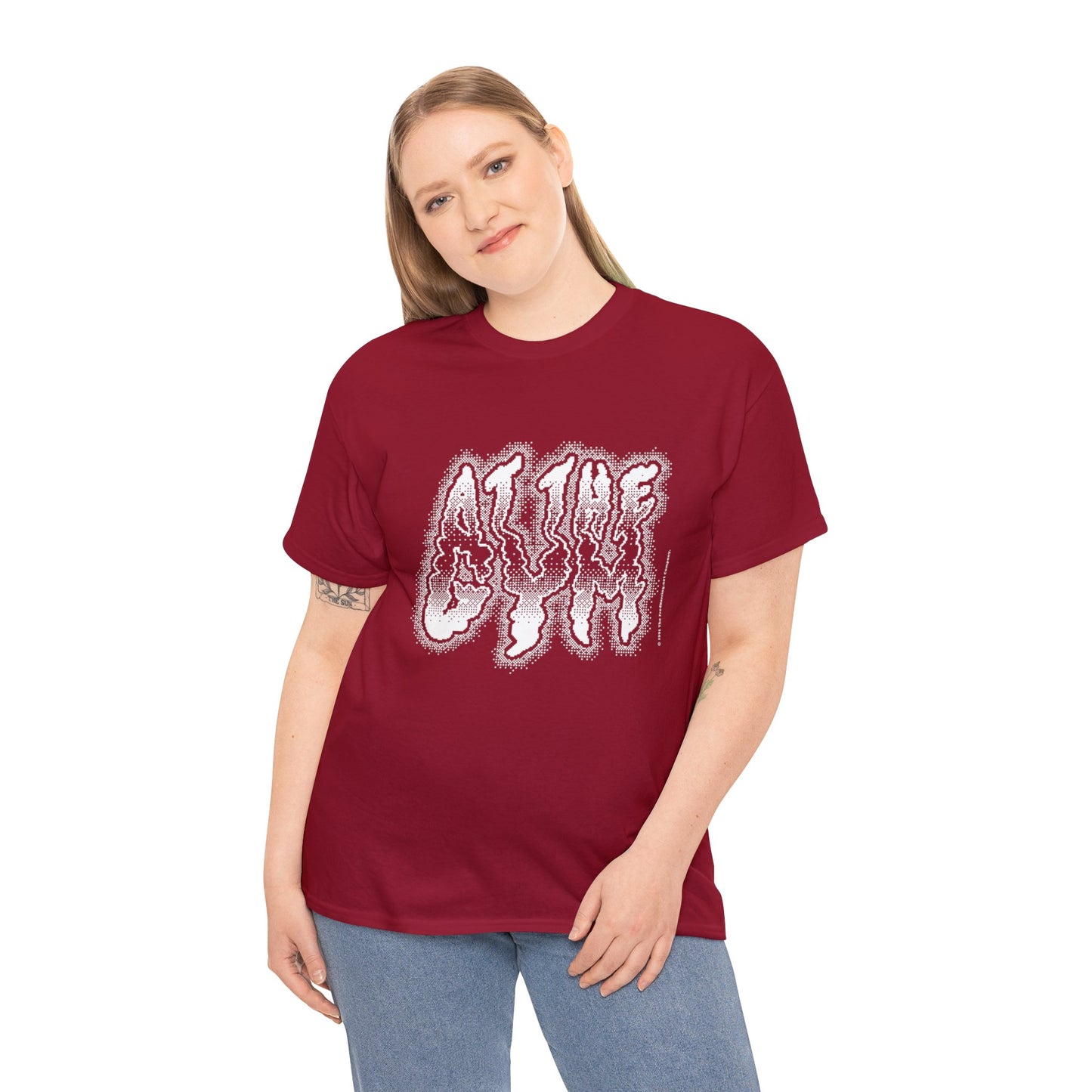At The Gym | Halftone Pixel T-Shirt | White/Black Print