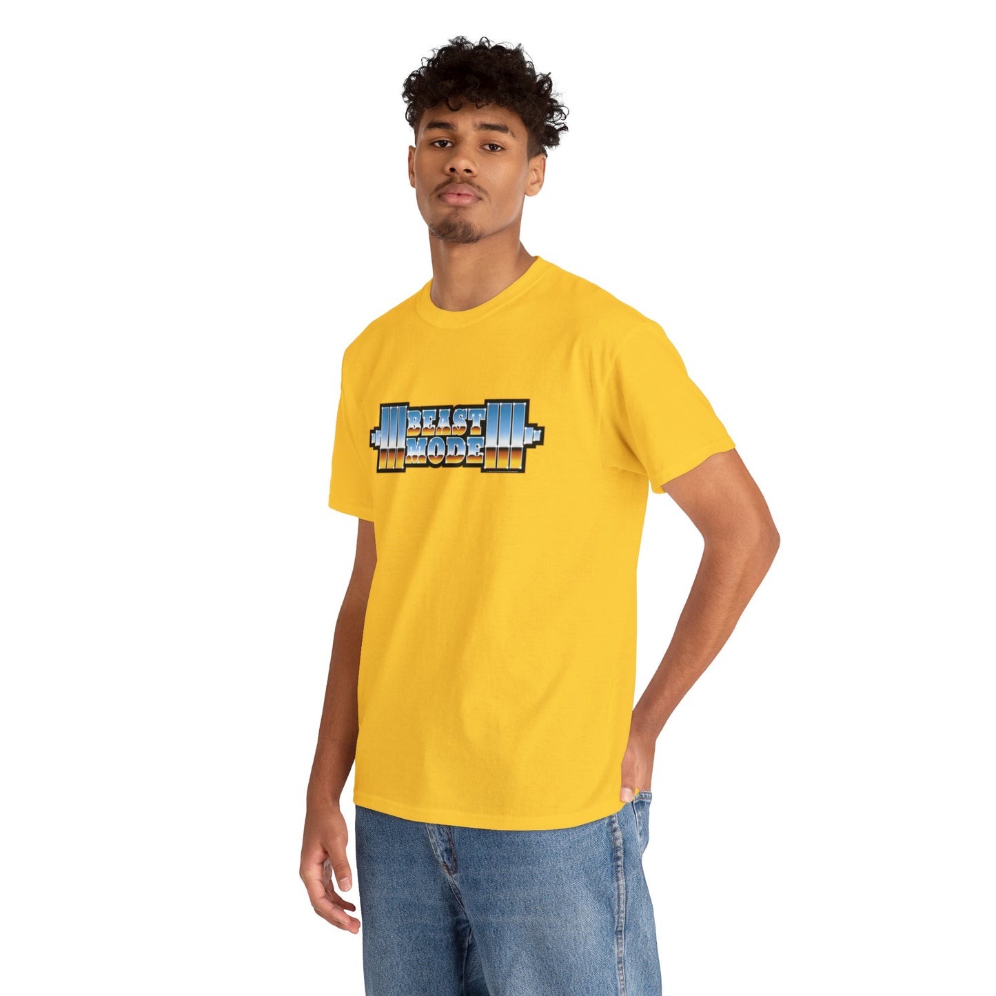 Beast Mode Weights T-Shirt | '80s Retro Chrome Gradient Tee | Express Delivery available