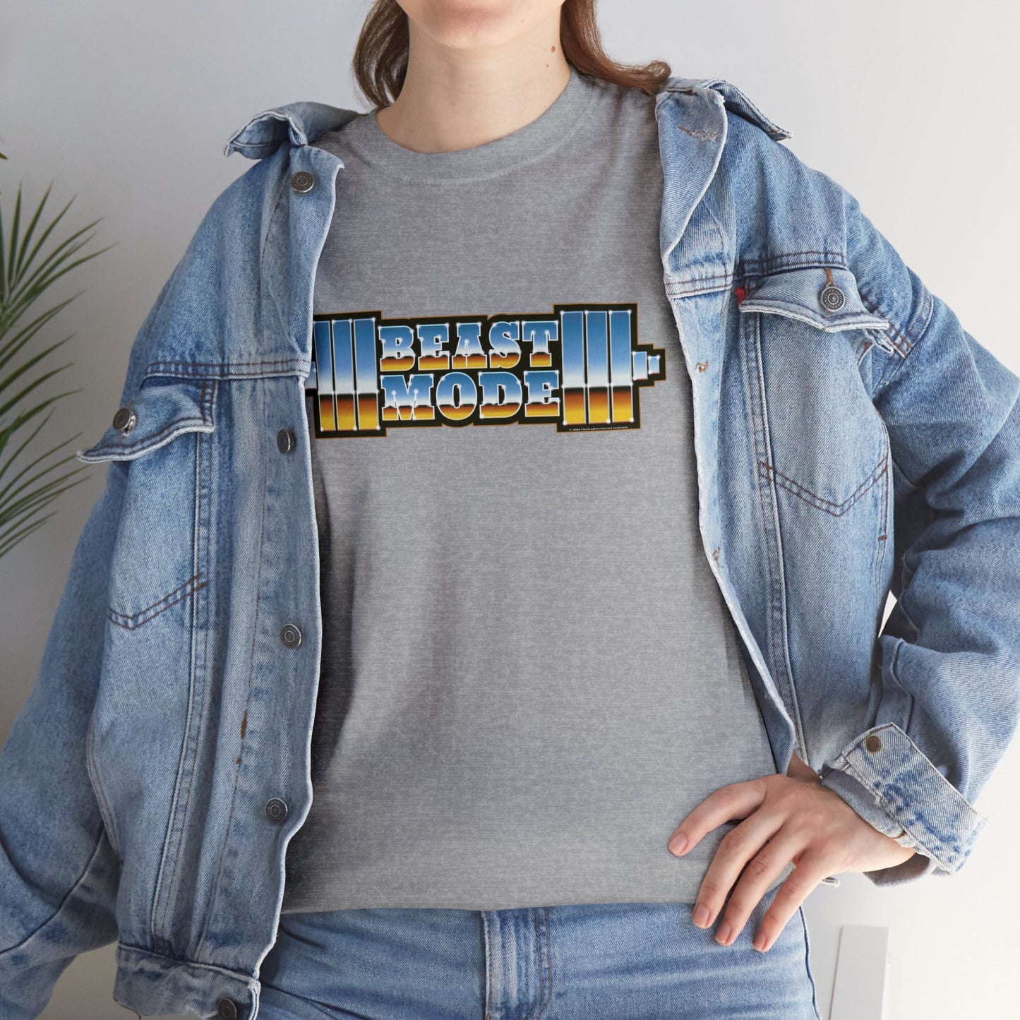 Beast Mode Weights T-Shirt | '80s Retro Chrome Gradient Tee | Express Delivery available