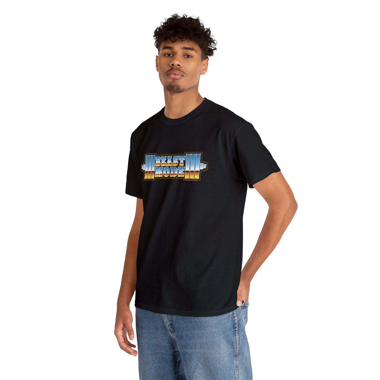Beast Mode Weights T-Shirt | '80s Retro Chrome Gradient Tee | Express Delivery available