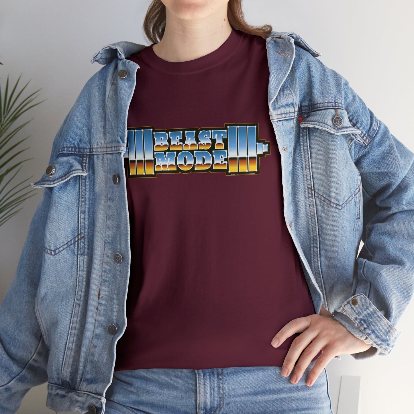 Beast Mode Weights T-Shirt | '80s Retro Chrome Gradient Tee | Express Delivery available