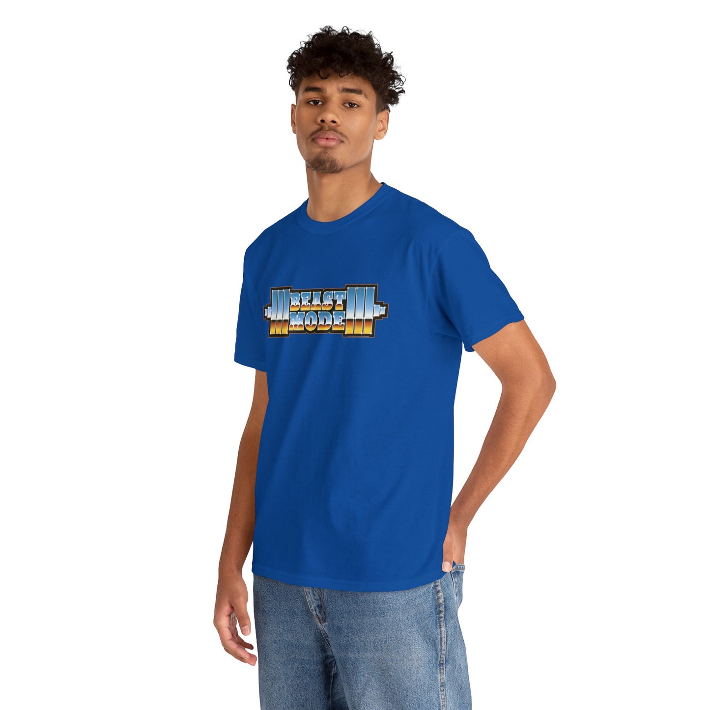 Beast Mode Weights T-Shirt | '80s Retro Chrome Gradient Tee | Express Delivery available