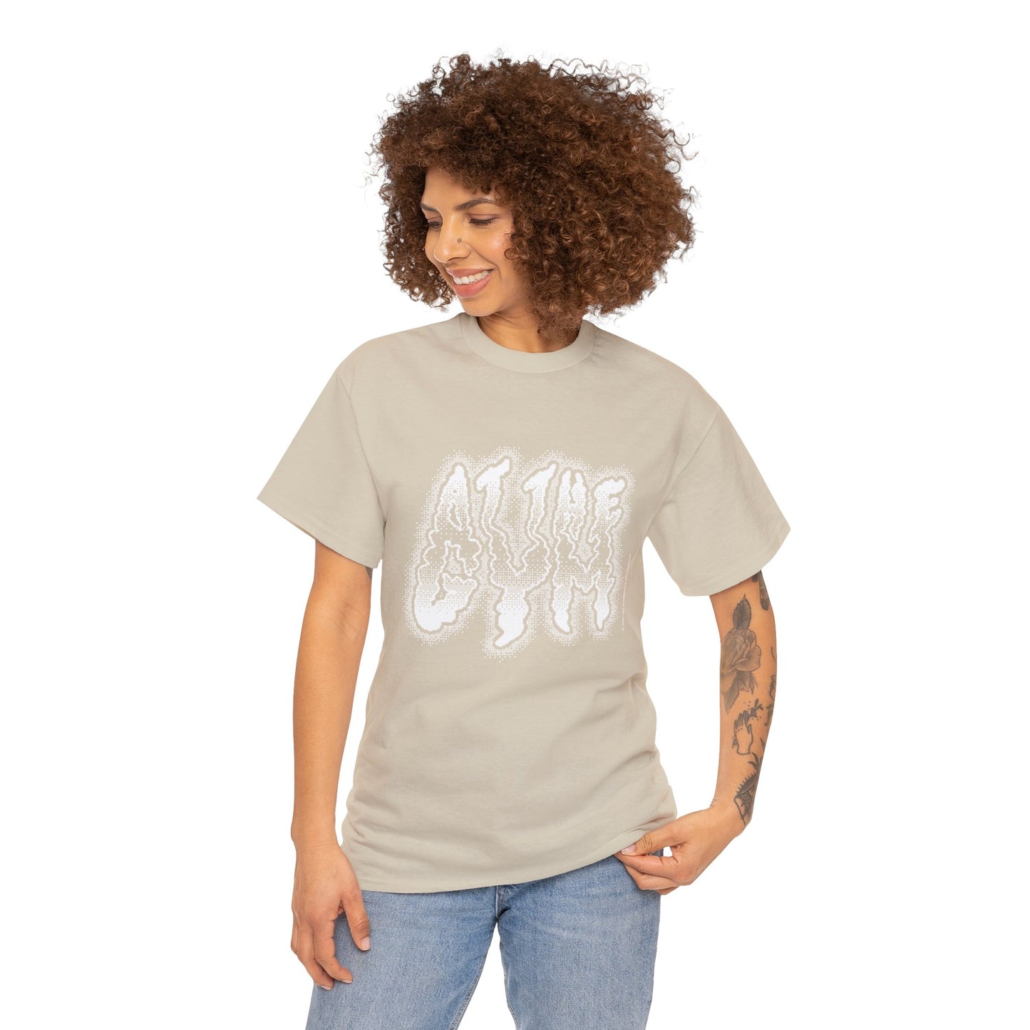 At The Gym | Halftone Pixel T-Shirt | White/Black Print