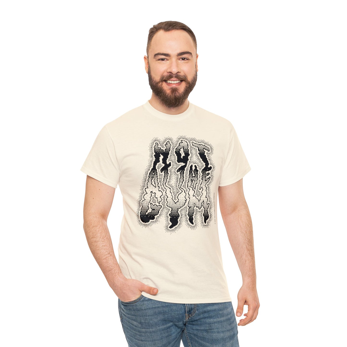 At The Gym (NOT) | Halftone Pixel T-Shirt | White/Black Print