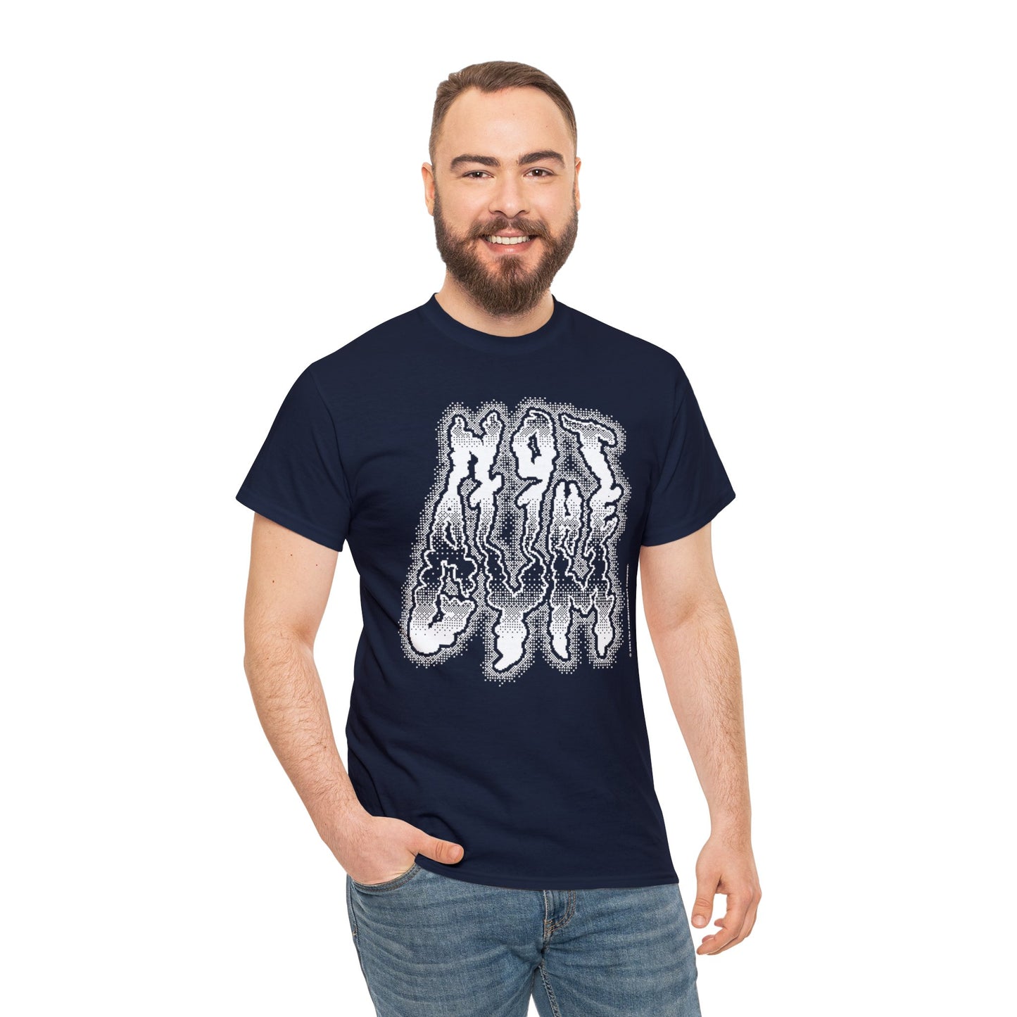 At The Gym (NOT) | Halftone Pixel T-Shirt | White/Black Print