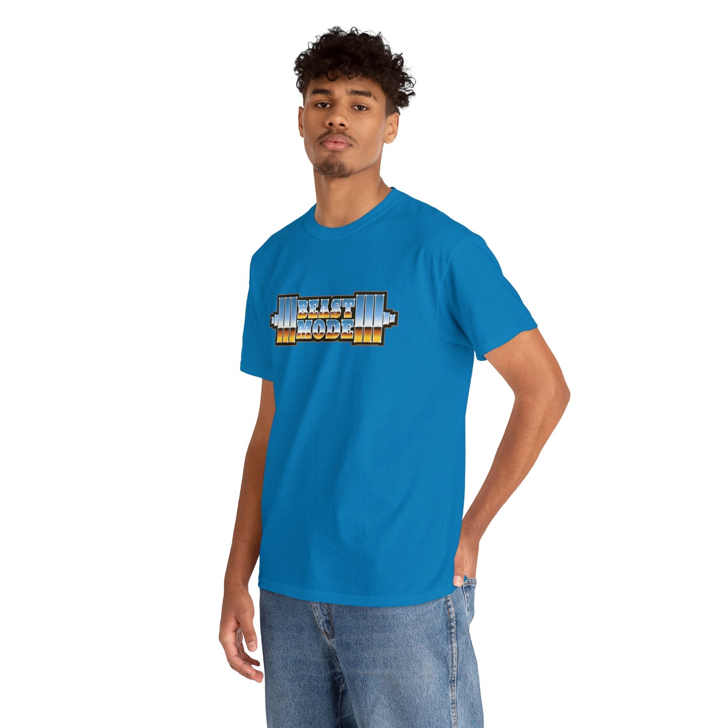 Beast Mode Weights T-Shirt | '80s Retro Chrome Gradient Tee | Express Delivery available