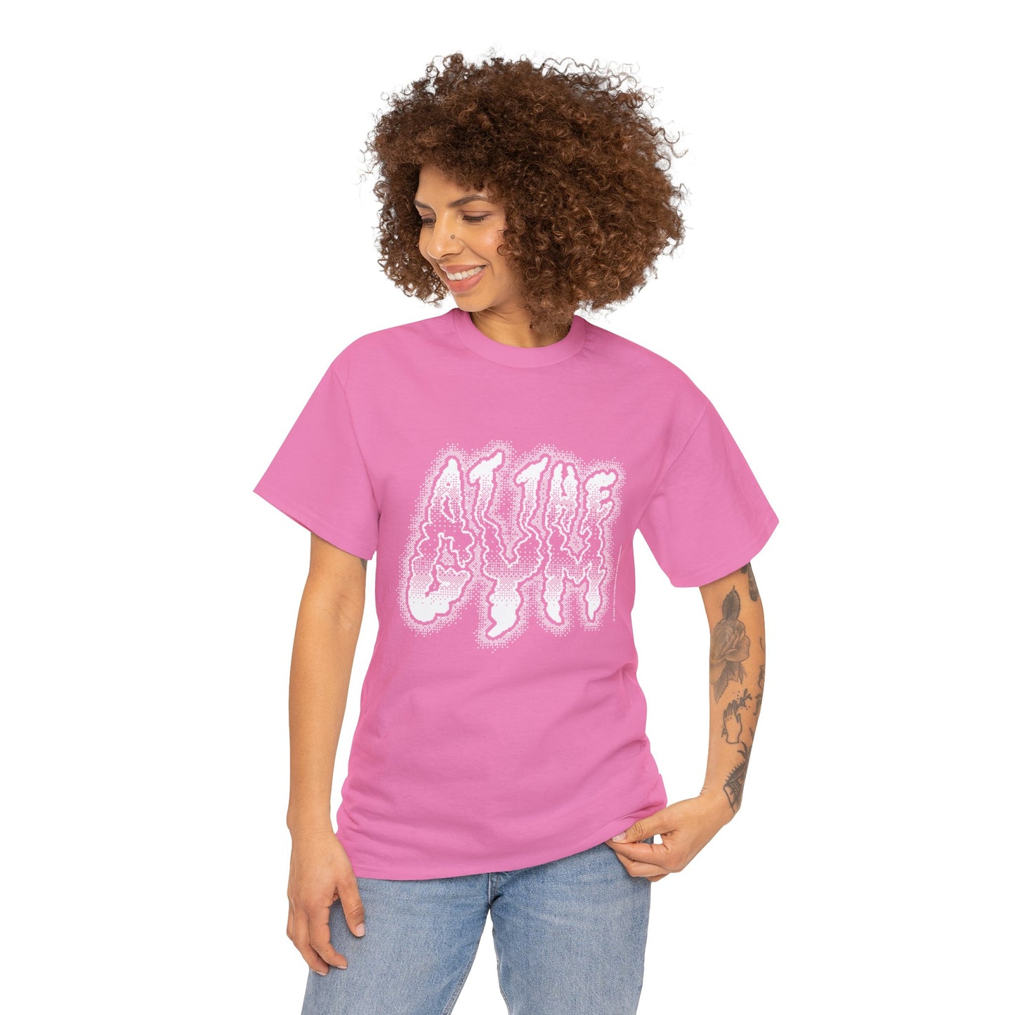 At The Gym | Halftone Pixel T-Shirt | White/Black Print