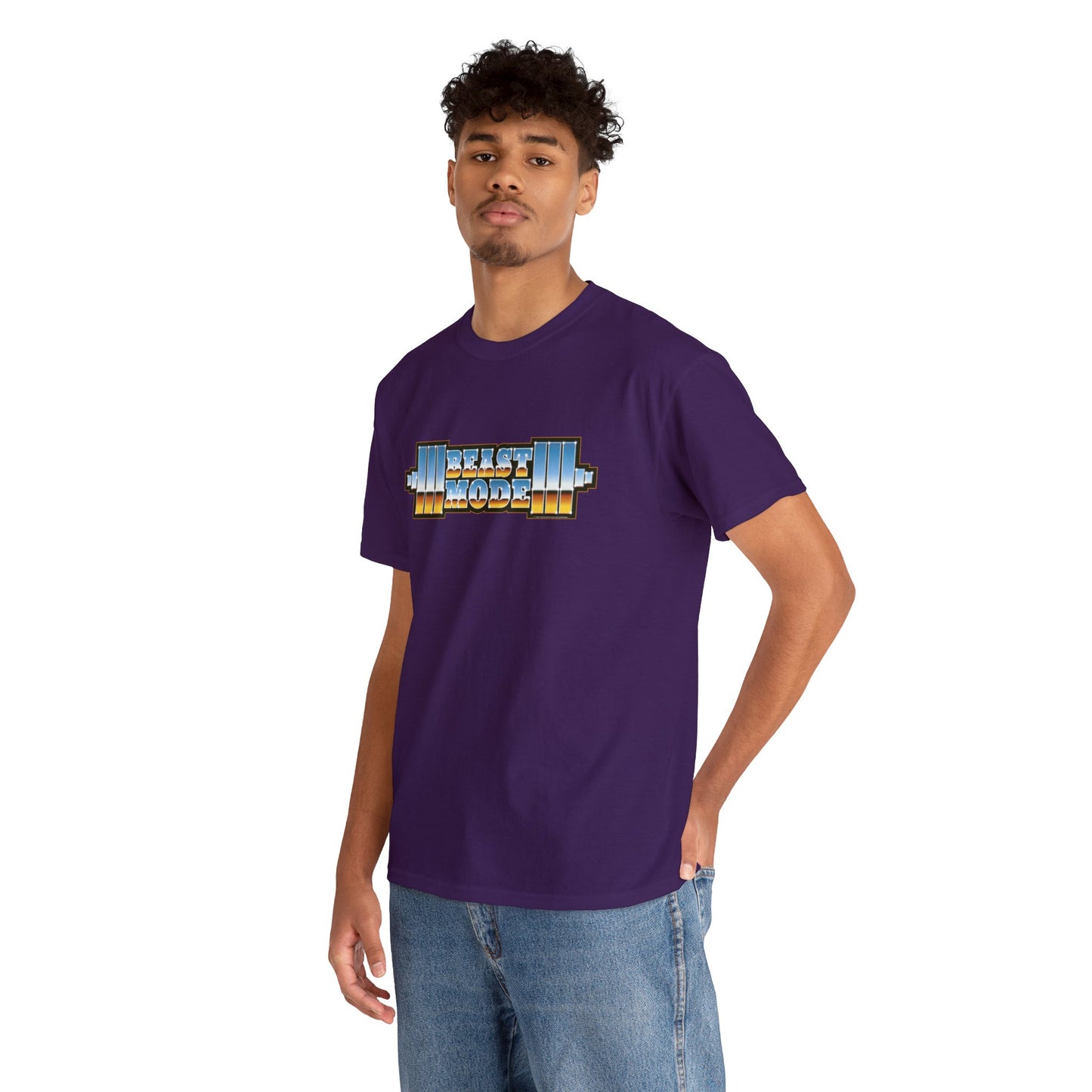 Beast Mode Weights T-Shirt | '80s Retro Chrome Gradient Tee | Express Delivery available