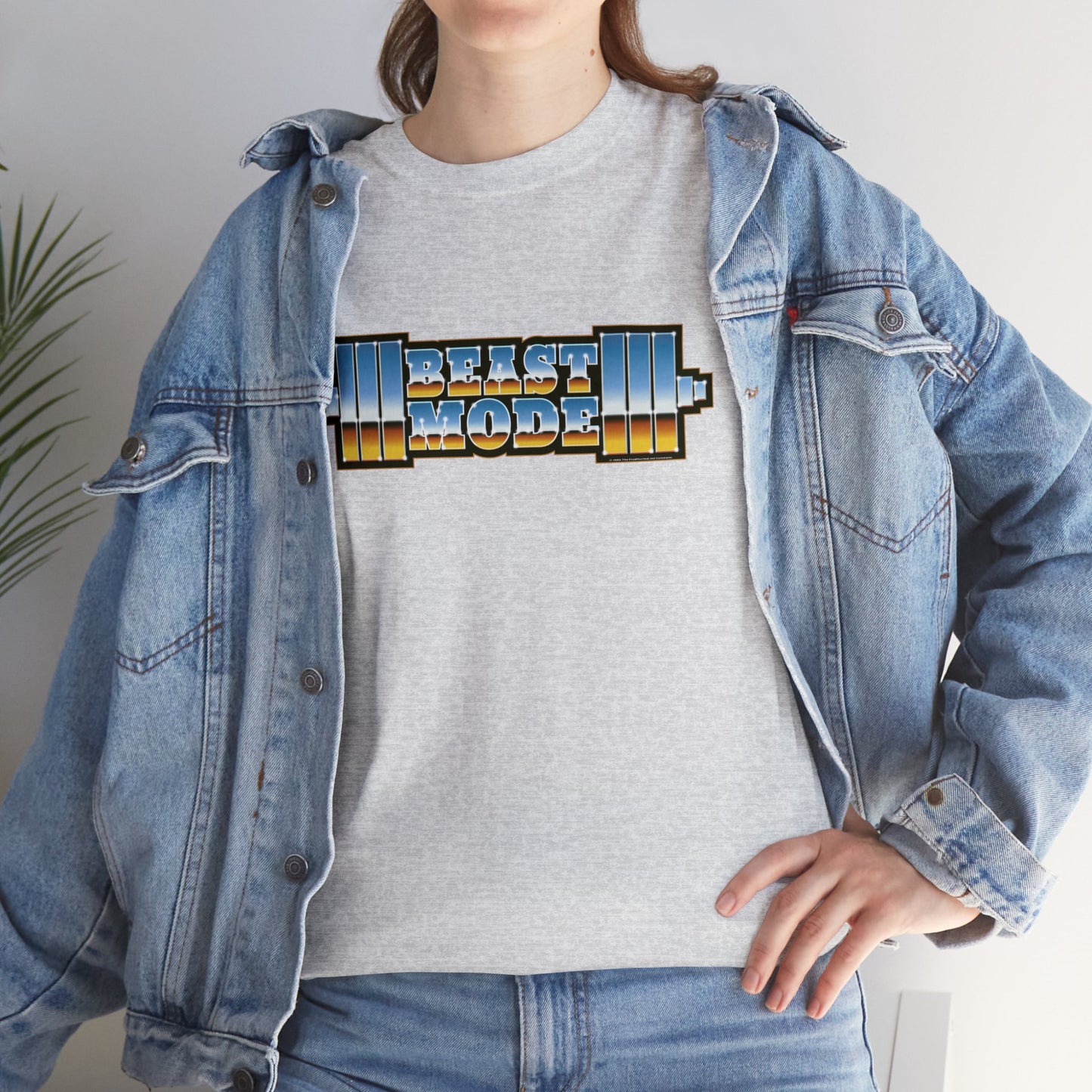 Beast Mode Weights T-Shirt | '80s Retro Chrome Gradient Tee | Express Delivery available
